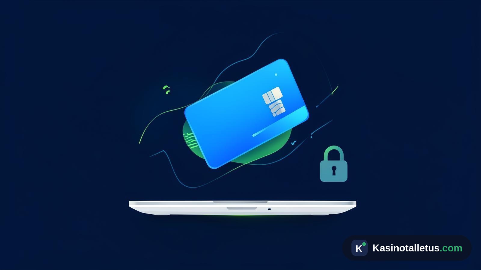 Visa-kortti pöydällä kannettavan vieressä kasinotalletusta varten
